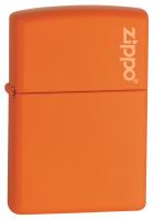 Зажигалка ZIPPO Логотип с оранжевым матовым покрытием | Logo Orange Matte, латунь/сталь, оранжевая с фирменным логотипом, матовая, 38x13x57 мм