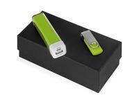Подарочный набор Flashbank с флешкой и зарядным устройством, зеленый , размер 8ГБ