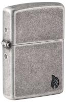 Зажигалка ZIPPO Armor® Пламя c античным серебристым покрытием | Flame Antique Silver, латунь/сталь, серебристая, 38x13x57 мм