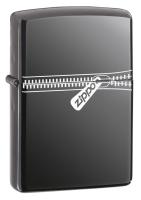 Зажигалка ZIPPO Puller с покрытием Black Ice ®, латунь/сталь, чёрная, глянцевая, 38x13x57 мм