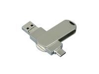 Металлическая флешка для айфона 3 в 1 (i-flash_TYPEC_3_in_1.64.S, I= 64 Гб USB 3.0, Металлический корпус. Без перс.) , размер 64ГБ