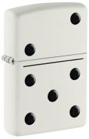 Зажигалка ZIPPO Домино с белым матовым покрытием | Domino Design White Matte, латунь/сталь, белая, матовая, 38x13x57 мм