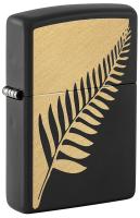 Зажигалка ZIPPO Флора в равновесии с черным матовым покрытием | Zen Flora Design Black Matte, латунь/сталь, черная, матовая, 38x13x57 мм