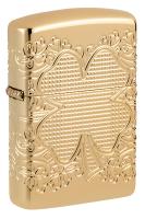 Зажигалка ZIPPO Armor® Счастливый клевер с глянцевым золотистым покрытием | Lucky Clover High Polish Gold Plate, латунь/сталь, золотистая, 38x13x57 мм