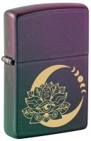 Зажигалка ZIPPO Лотос под луной с зелено-фиолетовым покрытием | Lotus Moon Iridescent, латунь/сталь, черная, 38x13x57 мм