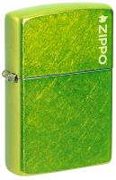 Зажигалка ZIPPO Логотип с кислотным зеленым покрытием | Logo Lurid, латунь/сталь, зеленая, глянцевая, 38x13x57 мм