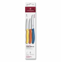 Набор из 3 ножей для овощей VICTORINOX: желтый нож 8 см, оранжевый нож 8 см, голубой нож 11 см