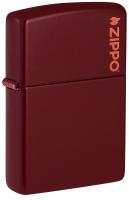 Зажигалка ZIPPO Логотип с покрытием мерло | Logo Merlot, латунь/сталь, бордовая, глянцевая, 38x13x57 мм