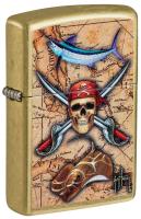 Зажигалка ZIPPO Гай Харви с покрытием поцарапанная латунь | Guy Harvey Street Brass, латунь/сталь, золотистая, 38x13x57 мм