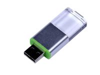 USB-флешка промо на 32 Гб прямоугольной формы, выдвижной механизм, зеленый , размер 32ГБ