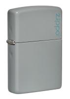 Зажигалка ZIPPO Логотип со светло-серым покрытием | Logo Flat Grey, латунь/сталь, серая, глянцевая, 38x13x57 мм