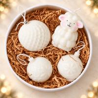 Подарочный набор свечей Елочная коллекция, 3 шара и овечка