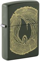 Зажигалка ZIPPO Спил дерева с зеленым матовым покрытием | Wood Ring Green Matte, латунь/сталь, зеленая, матовая, 38x13x57 мм