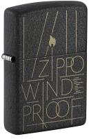 Зажигалка ZIPPO Искусство линий с черным покрытием с кракелюром | Line Art Black Crackle™, латунь/сталь, чёрная, матовая, 38x13x57 мм