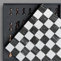 Шахматный комплект TABIA (акриловый камень/ дерево Бук), Дизайнерская (черно-белая с разводами) (без лого бренда) , размер Без лого