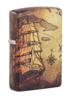 Зажигалка ZIPPO Пиратский корабль с матовым покрытием на 540° | Pirate Ship 540 Matte, латунь/сталь, разноцветная, матовая, 38x13x57 мм