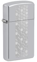 Зажигалка ZIPPO Slim® Honeycomb Design с покрытием High Polish Chrome, латунь/сталь, серебристая, 29x10x60 мм