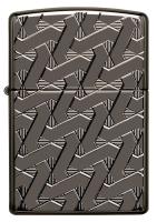 Зажигалка ZIPPO Armor® Геометрический узор с глянцевым покрытием Черный лед | Geometric Weave High Polish Black Ice®, латунь/сталь, чёрная, 38x13x57 м