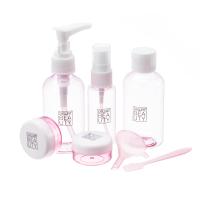 Дорожный набор баночек для путешествий Dewal Beauty, розовый, 7пр.