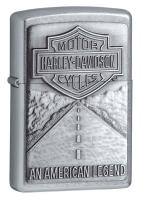 Зажигалка ZIPPO Харлей Дэвидсон с покрытием поцарапанный хром | Harley-Davidson® Street Chrome, латунь/сталь, серебристая, 38x13x57мм