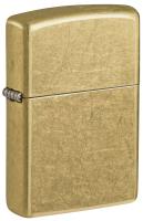 Зажигалка ZIPPO классическая с покрытием поцарапанная латунь | Classic Street Brass, латунь/сталь, золотистая, 38x13x57 мм