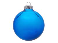 Стеклянный елочный шар Christmas bauble, синий прозрачный, с серебристым колпачком в черной коробке