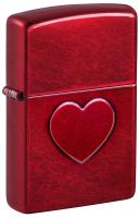 Зажигалка ZIPPO Оттиск сердца с покрытием Красное карамелизированное яблоко | Stamped Heart Candy Apple Red™,латунь/сталь,красная,глянцевая,38x13x57мм