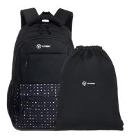 Рюкзак TORBER КЛАСС, черный с орнаментом, полиэстер 900D, 45 x 30 x 18 см + Мешок для обуви!