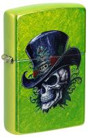 Зажигалка ZIPPO Скелет в стиле стимпанк с кислотным зеленым покрытием | Steampunk Skeleton Lurid, латунь/сталь, зеленая, глянцевая, 38x13x57 мм