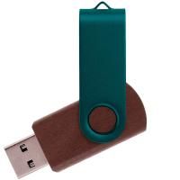 Флешка TWIST WOOD COLOR Темное дерево с зеленым 4014.32.02.64ГБ