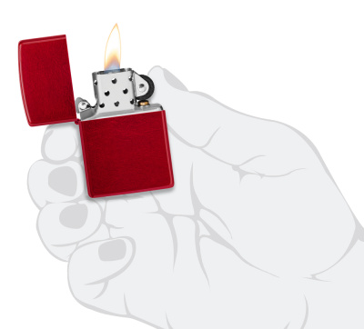 Зажигалка ZIPPO классическая с покрытием Красное карамелизированное яблоко | Candy Apple Red™, латунь/сталь, красная, глянцевая, 38x13x57 мм