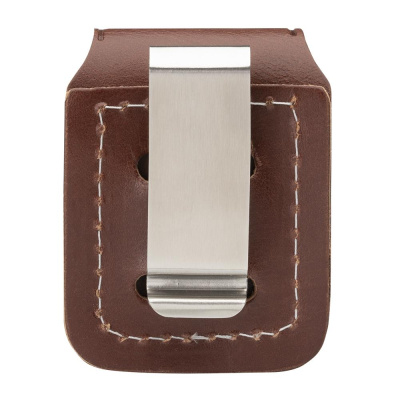 Чехол Zippo для зажигалки, кожа, с металлическим фиксатором на ремень, коричневый, 57х30x75 мм