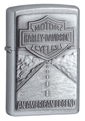 Зажигалка ZIPPO Харлей Дэвидсон с покрытием поцарапанный хром | Harley-Davidson® Street Chrome, латунь/сталь, серебристая, 38x13x57мм