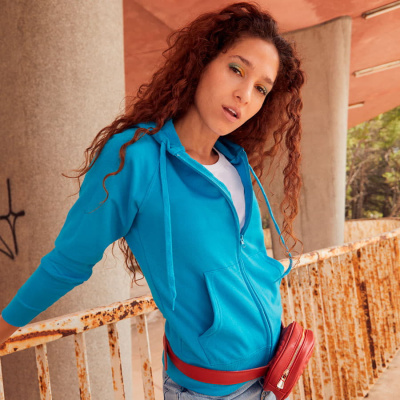 Толстовка без начеса "Ladies Lightweight Hooded Sweat", черный, XS, 80% х/б 20% полиэстер, 240 г/м2