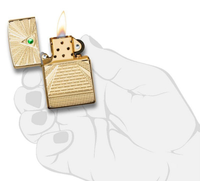Зажигалка ZIPPO Armor™ Всевидящее око с покрытием Глянцевая латунь | Eye of Providence High Polish Brass, латунь/сталь, золотистая, 38x13x57 мм
