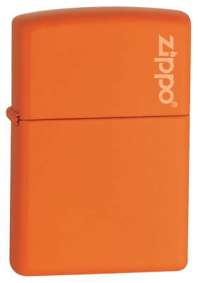 Зажигалка ZIPPO Логотип с оранжевым матовым покрытием | Logo Orange Matte, латунь/сталь, оранжевая с фирменным логотипом, матовая, 38x13x57 мм