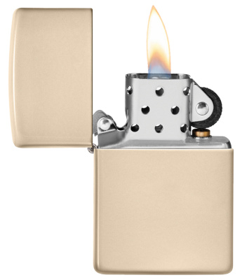 Зажигалка ZIPPO классическая со светло-песочным покрытием | Classic Flat Sand, латунь/сталь, бежевая, глянцевая, 38x13x57 мм