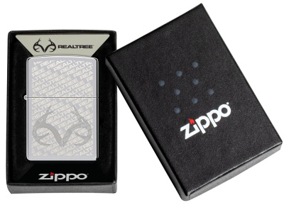 Зажигалка ZIPPO Reatree® с покрытием High Polish Chrome, латунь/сталь, серебристая, 38x13x57 мм