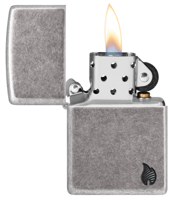 Зажигалка ZIPPO Armor® Пламя c античным серебристым покрытием | Flame Antique Silver, латунь/сталь, серебристая, 38x13x57 мм