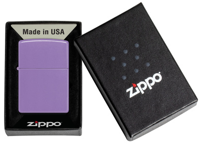 Зажигалка ZIPPO классическая с лавандовым матовым покрытием | Smoky Lavender Matte, латунь/сталь, лавандовая, матовая, 38x13x57 мм