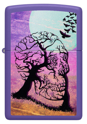 Зажигалка ZIPPO Деревья-черепа с фиолетовым матовым покрытием | Skull Tree Purple Matte, латунь/сталь, черная 38x13x57 мм