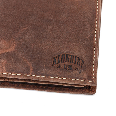 Бумажник KLONDIKE 1896 коллекция «ЮКОН | YUKON», натуральная кожа в коричневом цвете, 10 х 2 х 12,5 см