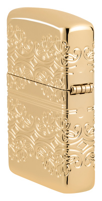 Зажигалка ZIPPO Armor® Счастливый клевер с глянцевым золотистым покрытием | Lucky Clover High Polish Gold Plate, латунь/сталь, золотистая, 38x13x57 мм