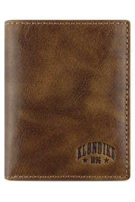Мини-бумажник KLONDIKE 1896 коллекция «ГОРНЫЙ ПЕРЕВАЛ | MOUNTAIN», натуральная кожа в коньячном цвете, 9 х 11 х 2 см