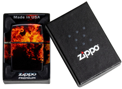 Зажигалка ZIPPO Fusion Inferno Design с покрытием 540 Tumbled Brass, латунь/сталь, разноцветная, 38x13x57 мм