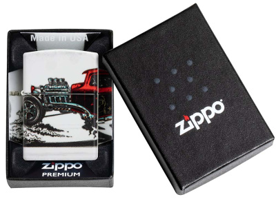 Зажигалка ZIPPO Hot Rod Design с покрытием 540 Matte, латунь/сталь, белая, матовая, 38x13x57 мм