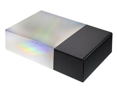 Подарочная коробка с голографическим шубером без печати Aurora, L, 260х260х100 мм. , размер L