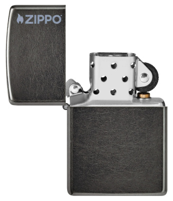 Зажигалка ZIPPO Logo с покрытием Gray Dusk, латунь/сталь, серая, матовая, 38x13x57 мм