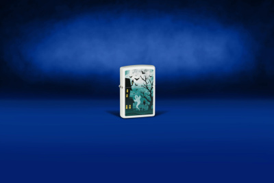 Зажигалка ZIPPO Spooky Design с покрытием Glow In The Dark Green, латунь/сталь, белая, 38x13x57 мм