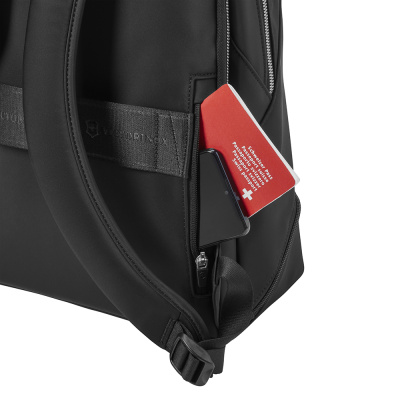 Рюкзак VICTORINOX Victoria Signature Deluxe Backpack, черный, нейлон/кожа, 32x18x39 см